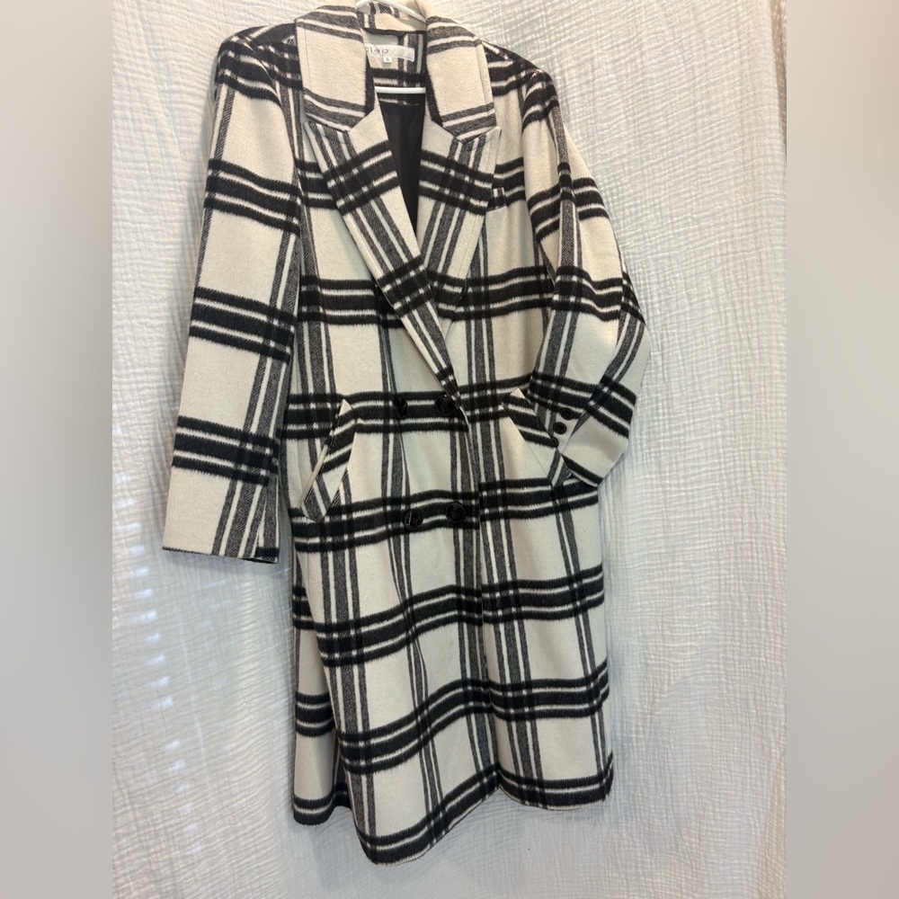 Cleo Black and White Plaid Coat